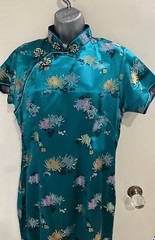 Cathaya Silk Green Japanese Kimono Cheongsam Long Dress Size Small
