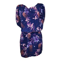 Yumi Kim Dress S Small 100% Silk Blue Floral Tropical Resort Vacation Beach