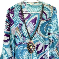 Solitaire Boho Beaded Tunic Dress Large Fairy Festival Sheer Resort Mini Paisley