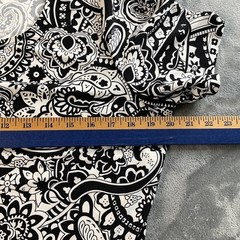 Ellen Weaver Womens Black White Paisley Short Sleeve Maxi Dress Large B&W Knit