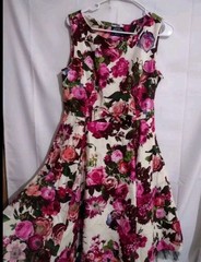 Beautiful Hearts & Roses Floral Swing Dance Party Dress Pink Bow Tulle Wedding