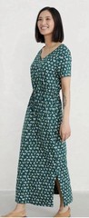 Seasalt Cornwall Cyn Ryn Maxi Jersey Dress Size 10 Floral Drawstring Waist