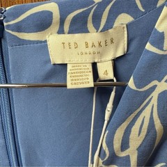 NEW Ted Baker Heidiee Modernity Printed Long Sleeve Mini Dress Floral Blue 12
