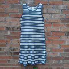 Matty M Side Slit Scoop Neck Tank Dress White Blue Stripe Size M – NEW WITH TAG