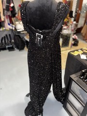 Elegant Black Sequin Ribbon Backless MERMAIDCORE Dress XL