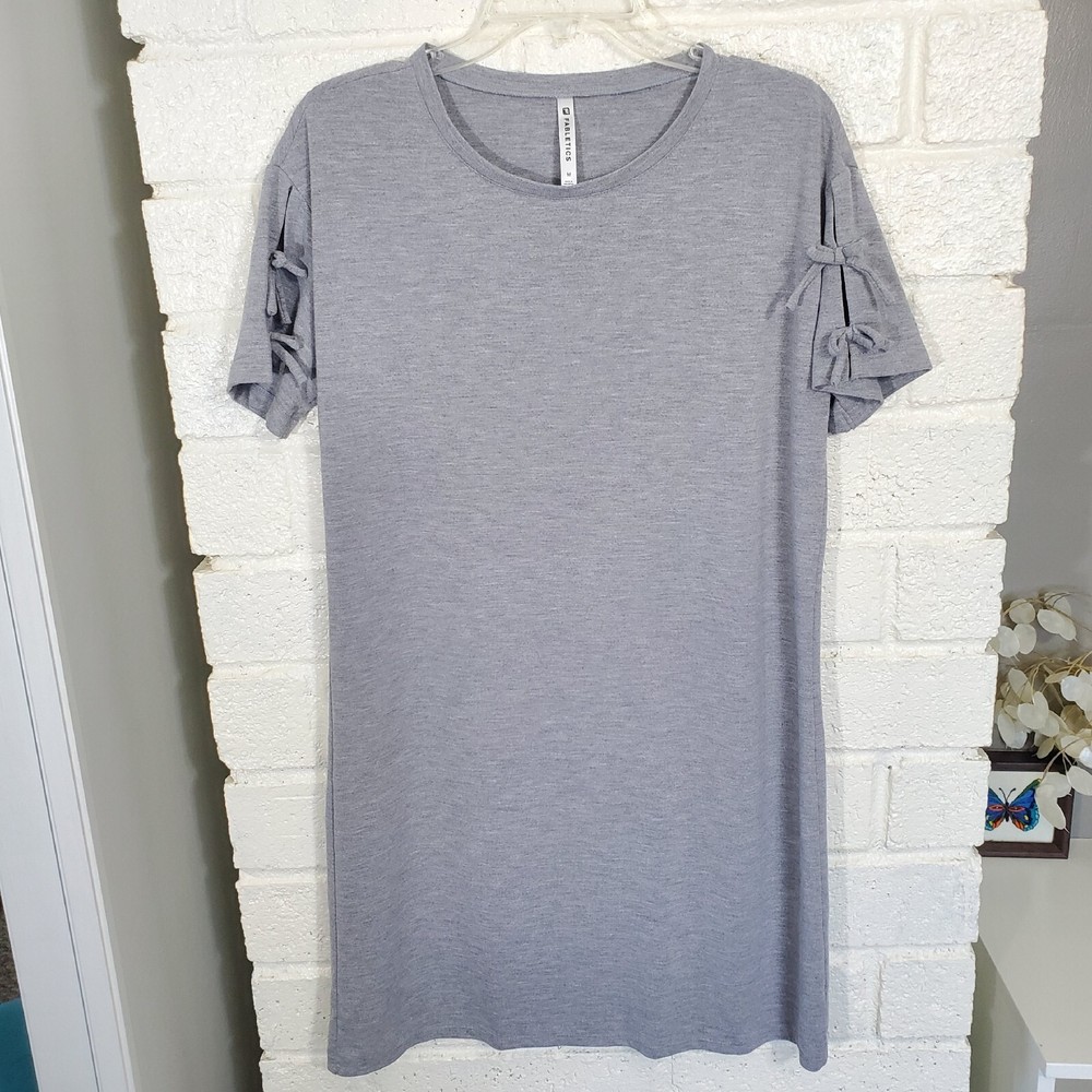 Fabletics Yani Mini Dress Size Medium Heathered Gray Jersey Knit Athleisure