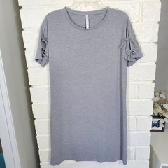 Fabletics Yani Mini Dress Size Medium Heathered Gray Jersey Knit Athleisure