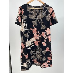 Nicole Miller Original Floral Shift Dress Size M Linen Blend Knee Length