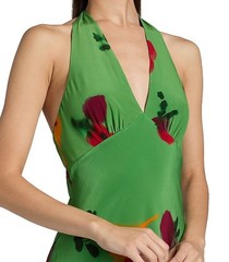 NEW Staud Lucca Silk Halter Dress in Farmers Market Tomato Sz XL Leaf Green $550