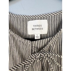 Things Between Cotton Striped Short Sleeve Dress SZ L Modest Coastal Grandma