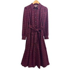 NWT Boden Aubrey Cord Midi Shirt Dress Owl Stamp Chestnut Corduroy Belted Sz 6R