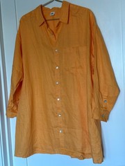Rove Shirt Dress Womens Med Linen Button Up Relaxed Fit Casual Pocket Orange.EUC