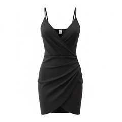 Black Slip Dress XS Wrap Style Mini Adjustable Straps Sleeveless Lightweight