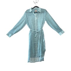 Blue Stripe L/S Dress Cover Up Long Sleeve Chiffon Tie Belted sz 1 Chico&rsquo;s NWT