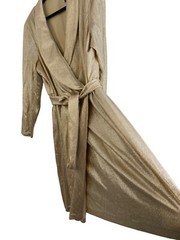 20W Adrianna Papell Dress Metallic Jersey Gold US V-Neck Faux Wrap Tuxedo NWT