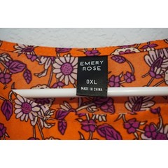Emery Rose Orange Purple Floral Border Print Shift Dress Pockets 0XL JIT11712781