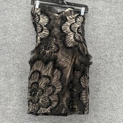 Alyce Designs Silk Dress 10 Floral Beaded Embroidered Strapless Formal Evening