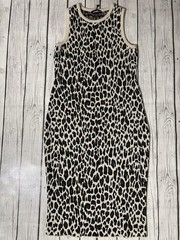 Express Women’s M Leopard Print Ribbed Knit Maxi Dress Size M Cream Brown