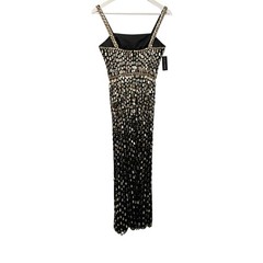 NWT Jenny Packham Black Mesh Gold Embellished Juliette Gown Womens Size 4