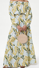 MARKS & SPENCER GREEN MIX PATTERNED MIDAXI BEACHWEAR DRESS SIZE 10R BNWT