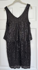 Ella Moss Black Sequined Sleeveless Cocktail Party Evening Dress Sz L Large