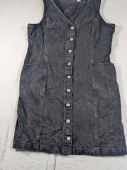 Levi&rsquo;s Black Denim 100% Cotton V-Neck Button Front Pocket Knee Dress XL