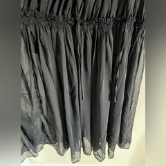 Black Commense Ruffled Chiffon Semi-Sheer Long Sleeve Dress XS