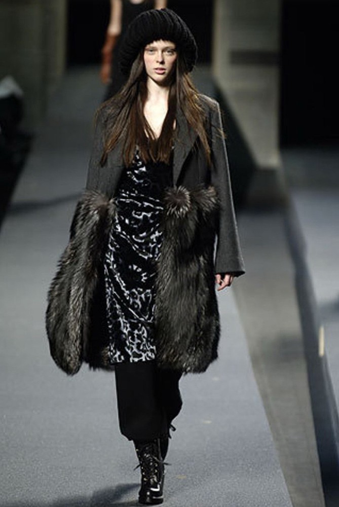 Marc Jacobs Fall 2006 Leopard Silver Gray Runway Dress Velvet Beaded Lace Sz 8