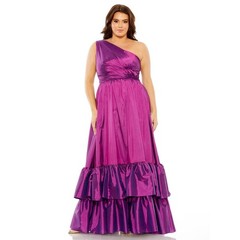 Duggal 68527 Ruffle Skirt One Shoulder Dress NWT Ultra Violet size 12W
