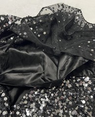 Basix II Nylon Dress 6 Black Silver Sequin Tulle Fit Flare Party Cocktail Skater