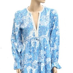 Saylor Anthropologie Ina Midi Dress Floral Eyelet Printed Lace Tiered S 282081