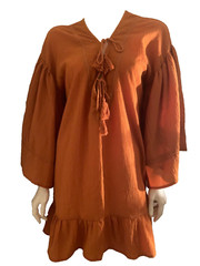 Storia spring dress kaftan women size L color rusty orange flutter sleeves New