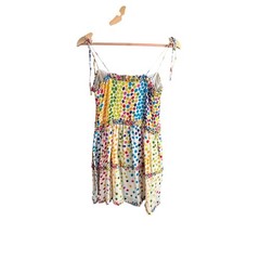 All Things Mochi Rainbow Polka Dot Tiered Mini Dress – Size M
