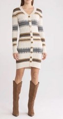 Lucky Brand 1X Longline Cardigan Sweater Southwestern Fair Isle Button Front Z