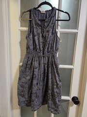 Converse One Star Woman&rsquo;s Sleeves Floral Blue Grey Mini Dress Blue Grey Sz M