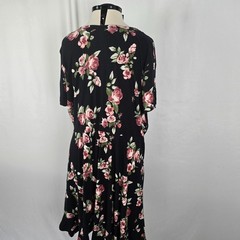 Justify Wrap Dress Women&rsquo;s 3X Black Pink Green Floral Short Sleeve Midi