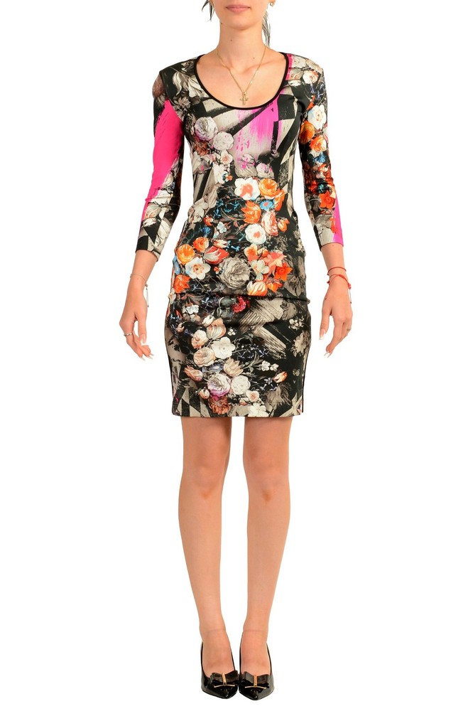 Just Cavalli Women&rsquo;s Multi-Color 3/4 Sleeve Bodycon Dress US XS IT 38