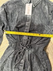 Missguided Charcoal Grey Denim Corset Belt Dress Lace-Up – UK 8