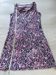 Title Nine Breeze Athletic Dress Purple Print Cowl Neck Sleeveless Size M