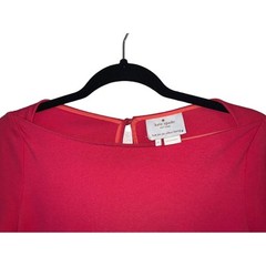 Kate Spade Solid Pink Fit & Flare Mini Dress Boatneck 3/4 sleeve