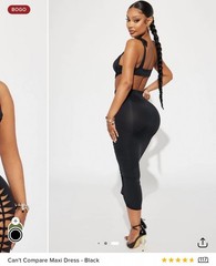 New Sz Small ❤️ Fashion Nova Women’s Open Back Bodycon Black Pencil Midi Dress
