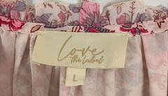 Love The Label Peasant Dress Floral Boho Sheer Lined Tassels Womens Large Pink