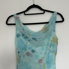 My Michelle Dress Asymmetrical Floral Blue Cowl Neck Vintage Y2K 5/6