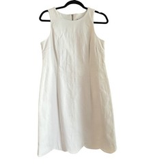 Southern Tide Cotton White Sleeveless Scalloped Hem A-Line Dress