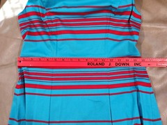 Talbots Women&rsquo;s Petite 10P Blue Red Striped Fit & Flare Sleeveless Dress Cotton