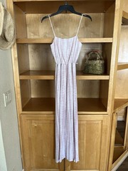 Papaya Tie Dye Maxi Dress S Square Neck Strappy Sleeveless Pullover Pink White