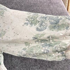 Uncle Frank x Ivy Jane Tiered Floral Ruffle Eyelet Dress Cotton Green White Sz M