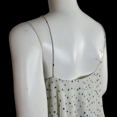 NWT Samsoe Samsoe Womens Large White Pleated Blue Polka Dot Maxi Dress Tatiana