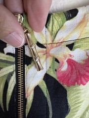 Tommy Bahama M Black Tropical Floral Shift Dress Sleeveless Knee Zip Stretch