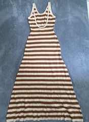 Maxi Dress Active Basic Brown Stripe Sweater Dress Size L (1080)